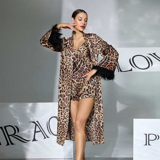 ZAHIR Private Edit: Feather-Trimmed Sheer Mesh Robe & Lingerie Set