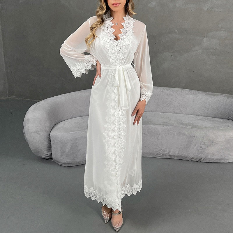 ZAHIR Sweet Edit: Bow-Detailed Lace Panel Slip Dress