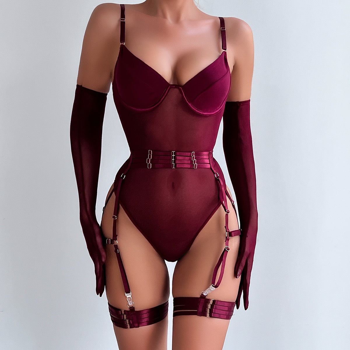 ZAHIR Private Edit: The Enchanted Emerald Mesh Bodysuit Lingerie Set