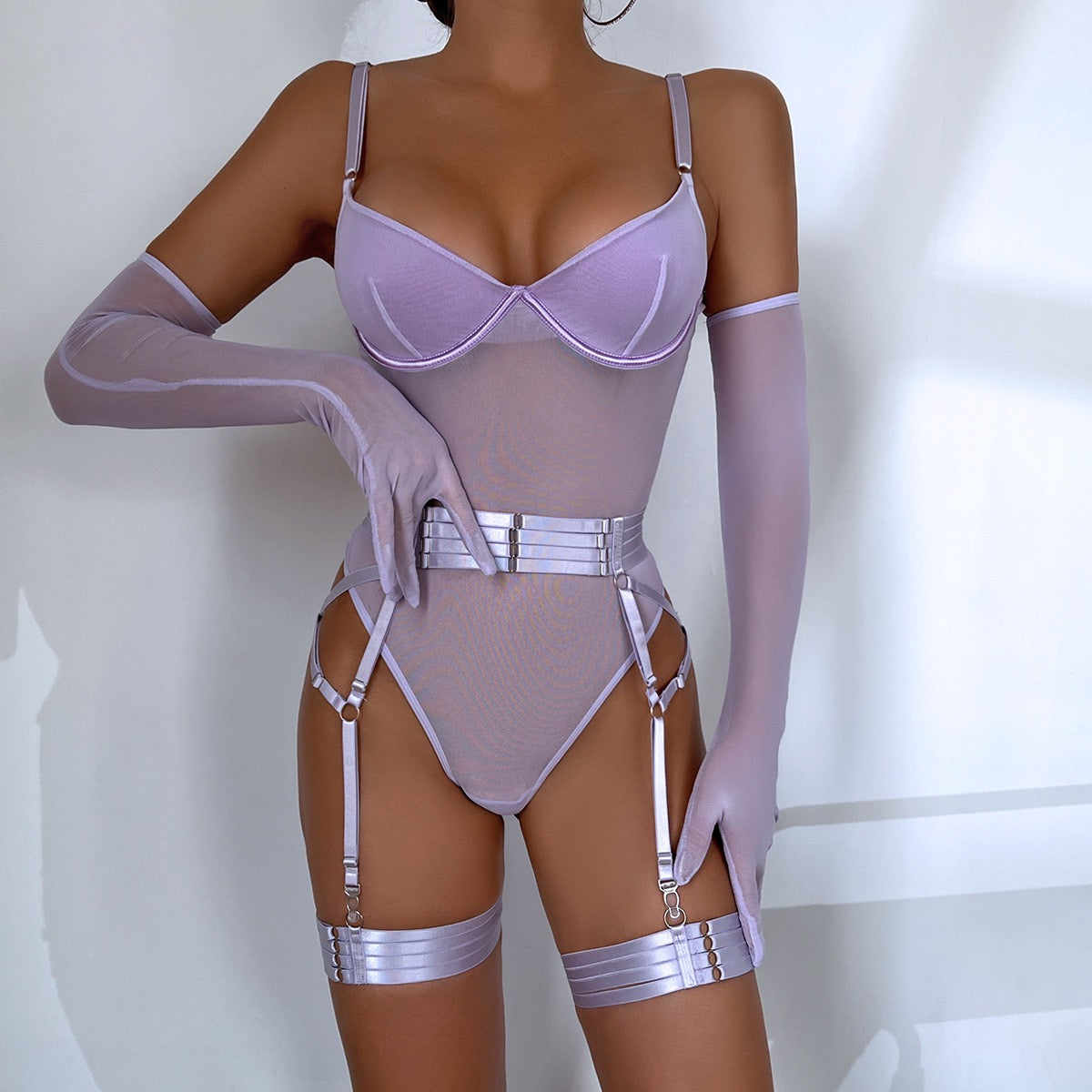 ZAHIR Private Edit: The Enchanted Emerald Mesh Bodysuit Lingerie Set
