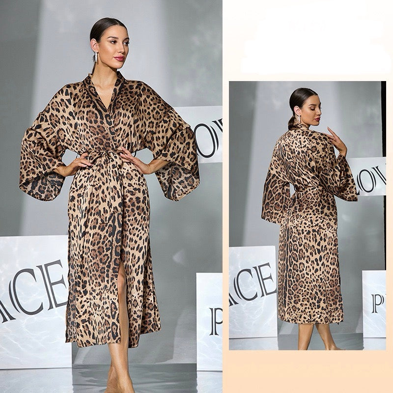 ZAHIR Leopard Print Satin Slip & Robe Set | Private Edit