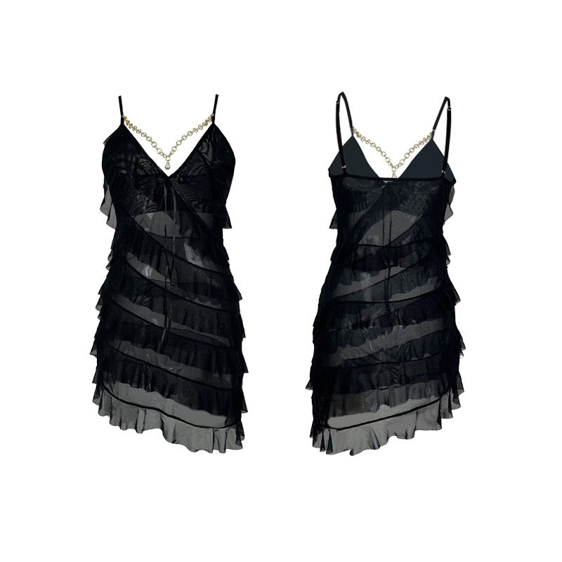 ZAHIR Tiered Ruffle Mesh Slip Dress | Private Edit