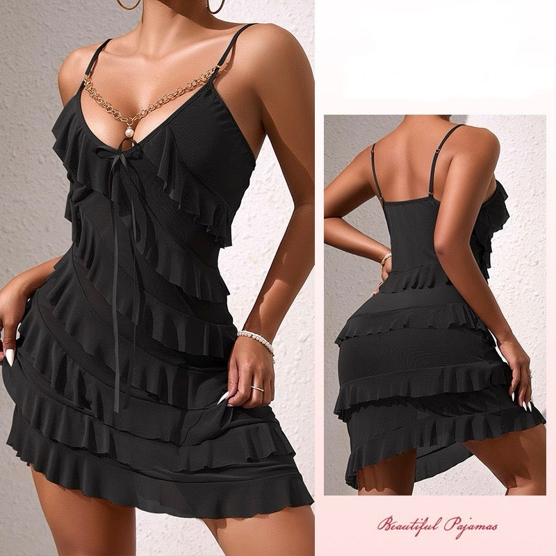 ZAHIR Tiered Ruffle Mesh Slip Dress | Private Edit