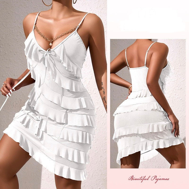 ZAHIR Tiered Ruffle Mesh Slip Dress | Private Edit