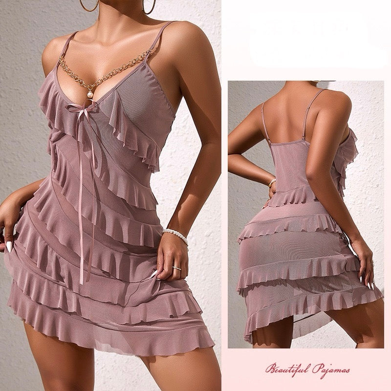 ZAHIR Tiered Ruffle Mesh Slip Dress | Private Edit