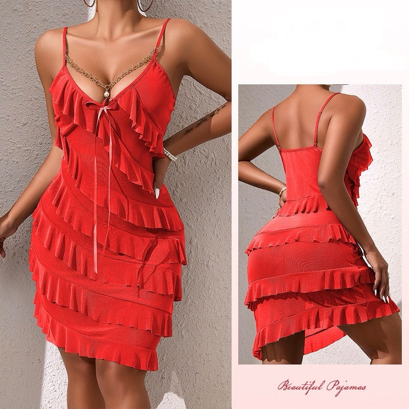 ZAHIR Tiered Ruffle Mesh Slip Dress | Private Edit