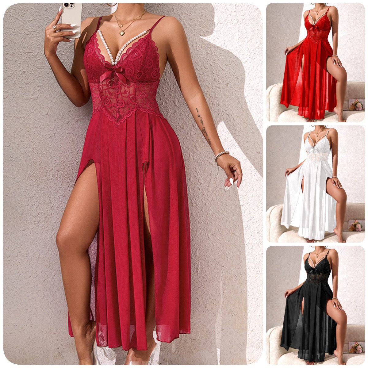 ZAHIR Lace & Mesh Maxi Slip Dress | Private Edit