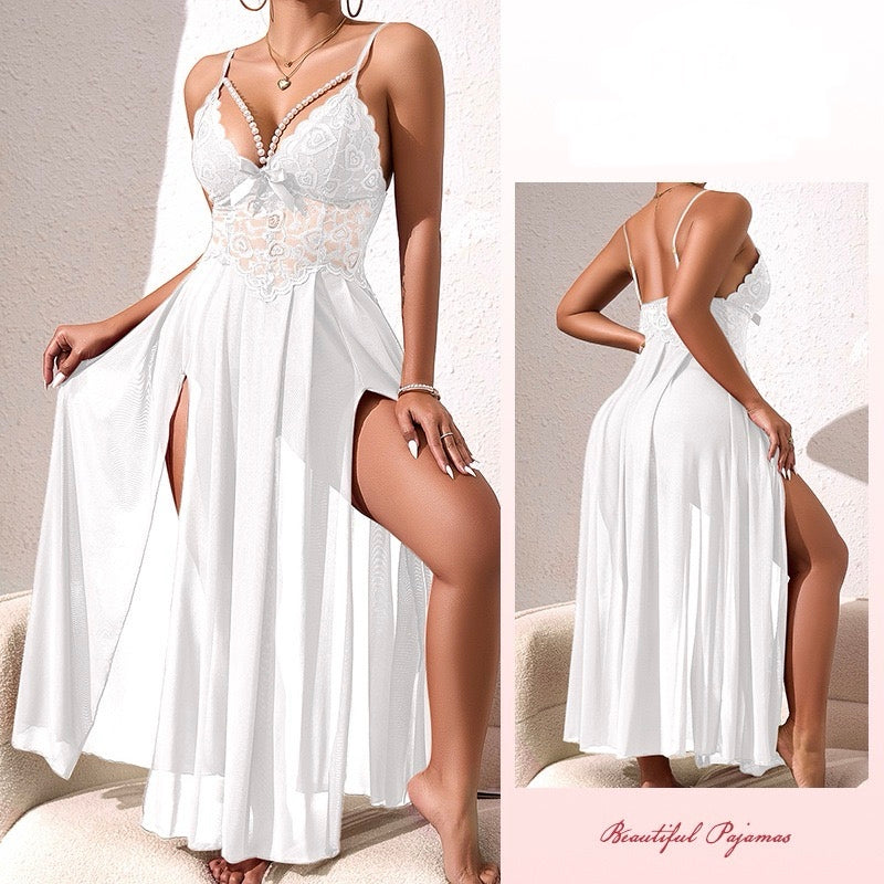 ZAHIR Lace & Mesh Maxi Slip Dress | Private Edit