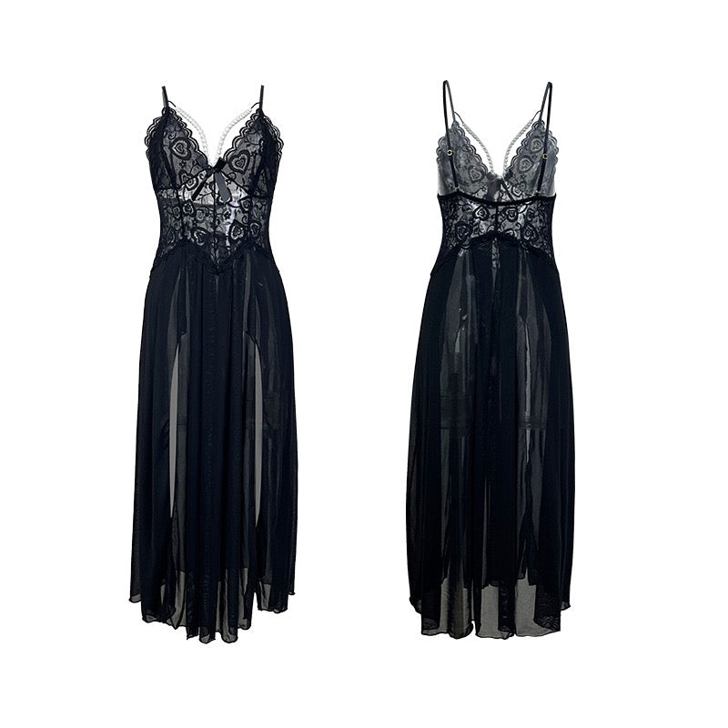 ZAHIR Lace & Mesh Maxi Slip Dress | Private Edit