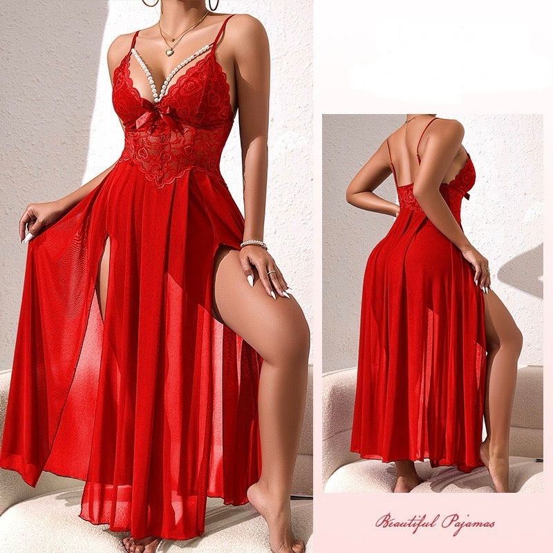 ZAHIR Lace & Mesh Maxi Slip Dress | Private Edit