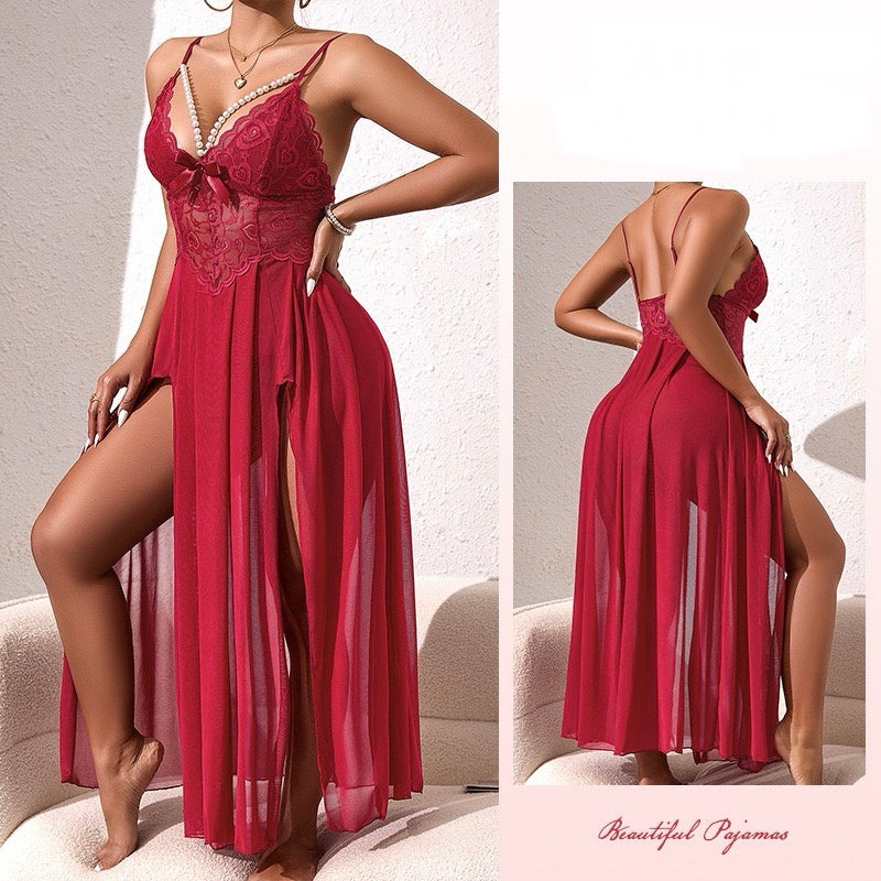 ZAHIR Lace & Mesh Maxi Slip Dress | Private Edit