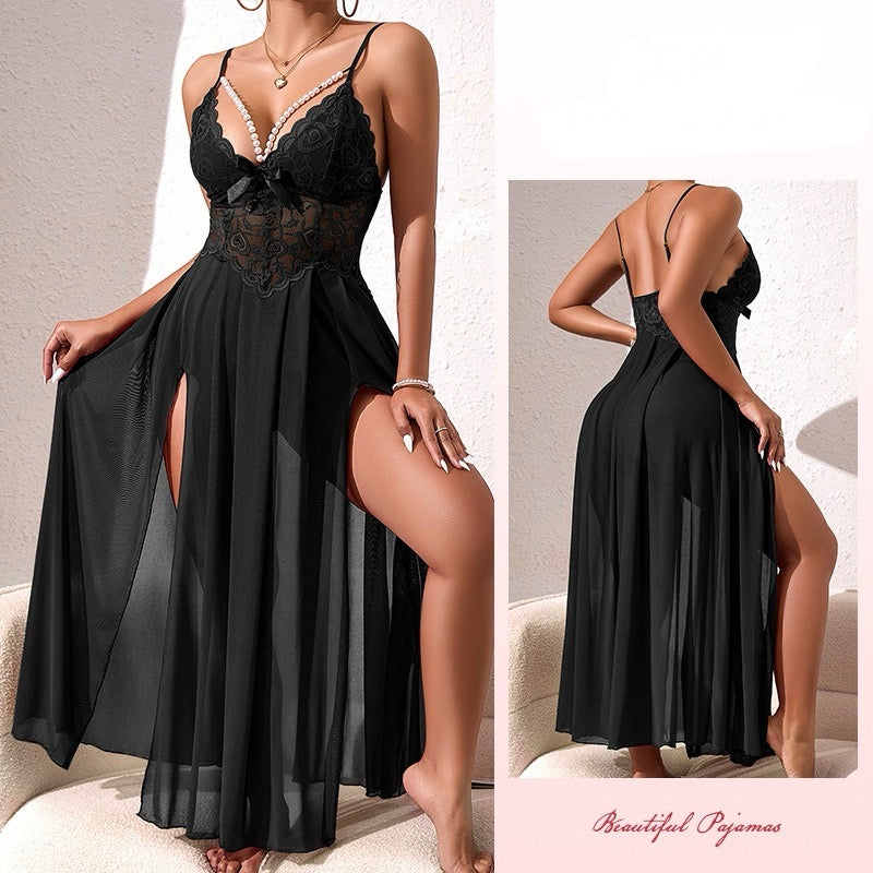 ZAHIR Lace & Mesh Maxi Slip Dress | Private Edit