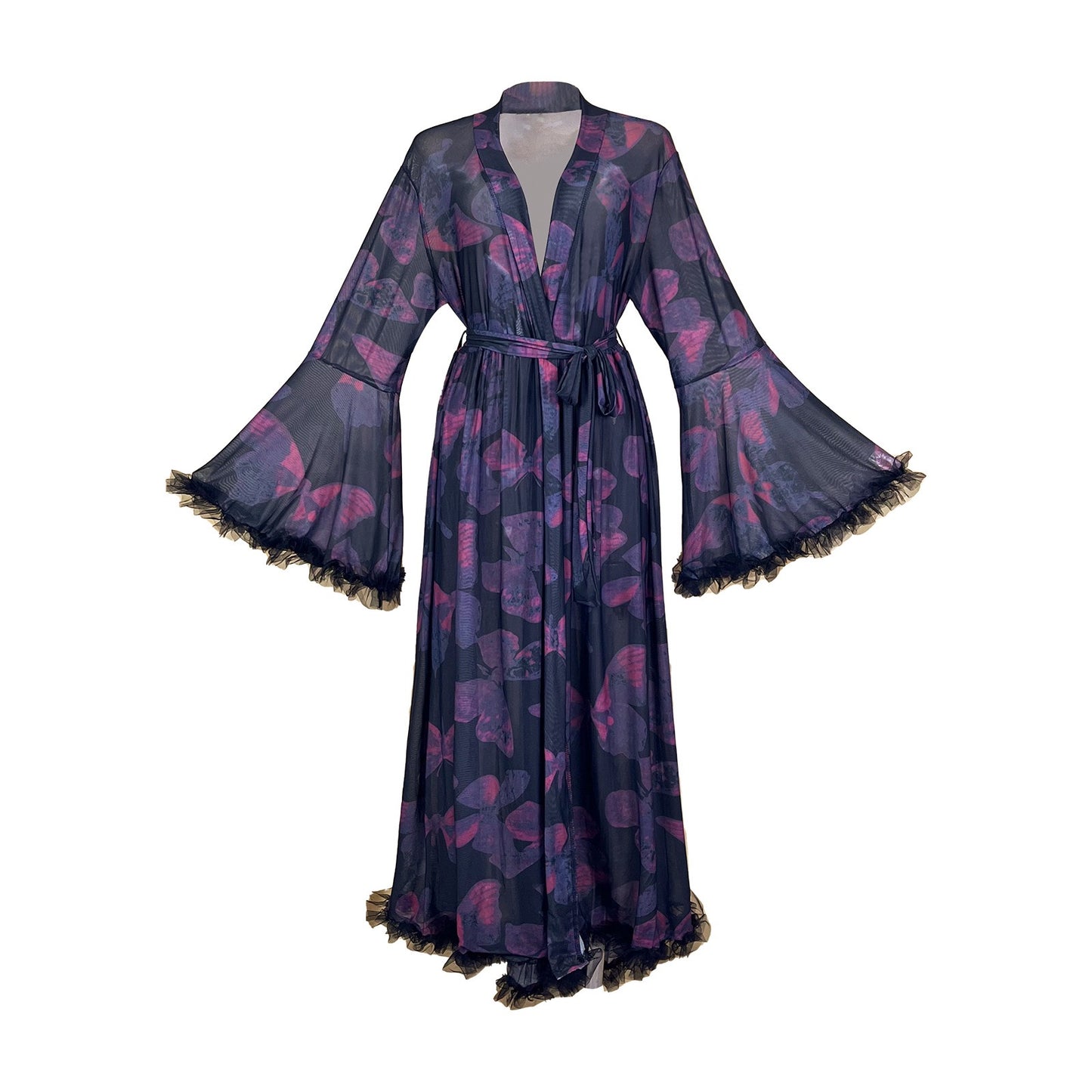 ZAHIR Private Edit: The Enchanted Butterfly Sheer Feather Trim Robe