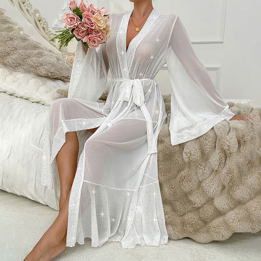 ZAHIR Private Edit Starry Crystal Sheer Mesh Kimono Robe