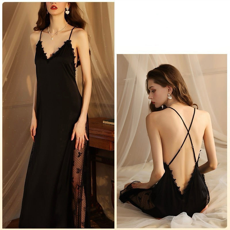 ZAHIR Private Edit: Bridal Whisper Satin Lace Nightgown & Sheer Robe Set